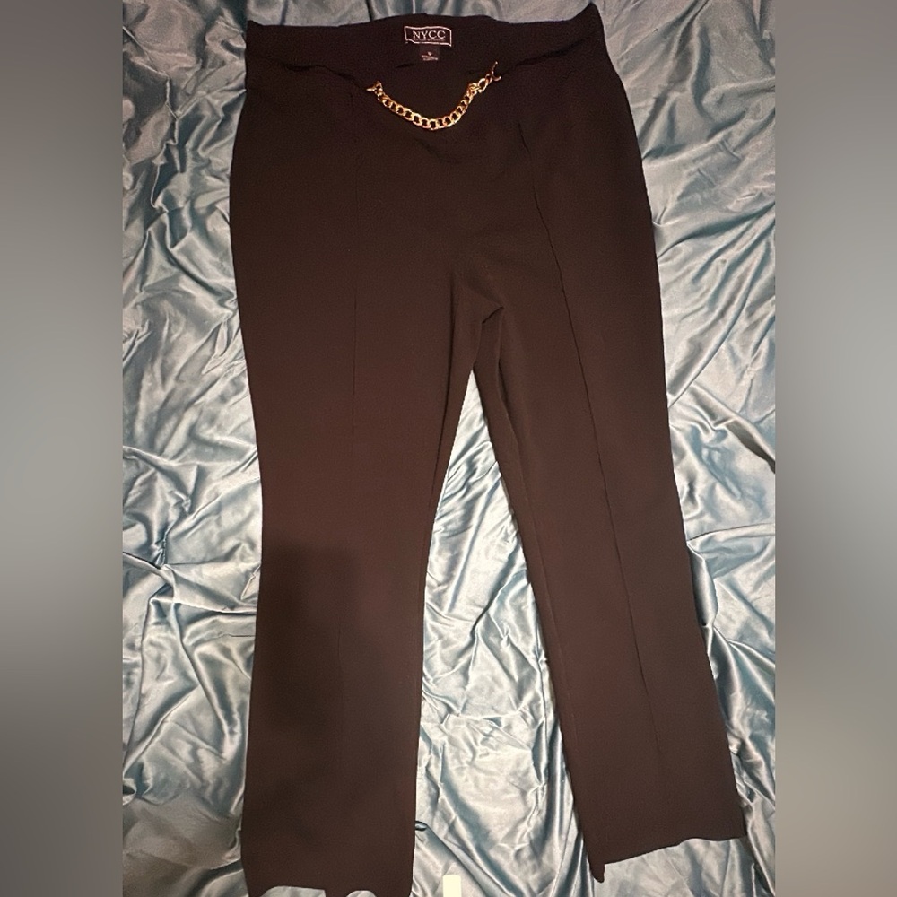 Black dress pants; size 12 in women’s.
